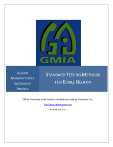 GMIA Standard Testing Methods for Edible Gelatin