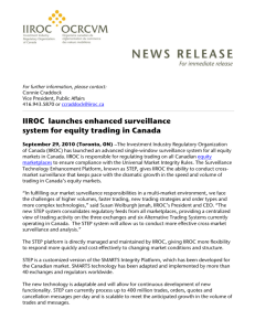 IIROC launches enhanced surveillance system for equity trading in