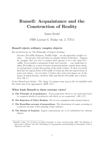 Russell: Acquaintance and the Construction of Reality
