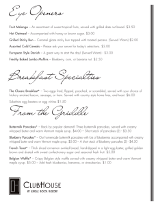 Eye Openers Breakfast Specialties From the Griddle