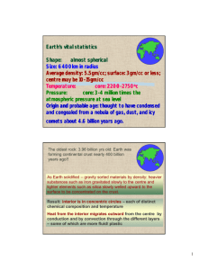 Earth's vital statistics Shape: almost spherical almost spherical Size
