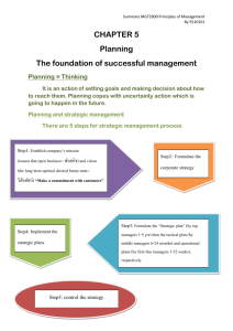 CHAPTER 5 Planning The foundation of successful management Step5