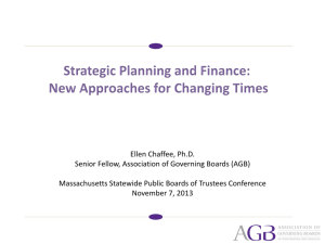 Strategic Planning and Finance: New Approaches for Changing Times