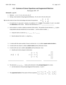 4.2 – Systems of Linear Equations and Augmented Matrices