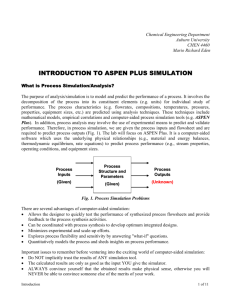 introduction to aspen plus simulation