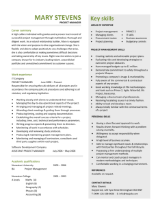 project manager CV template resume