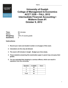 Fall 2012 Midterm 1 - University of Guelph Exam Network