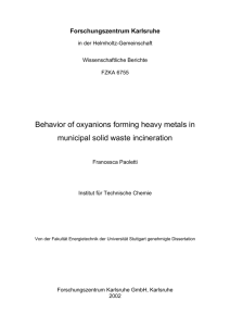 Behavior of oxyanions forming heavy metals in municipal solid