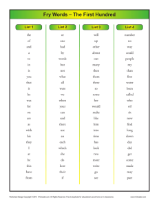 Fry Word List - All 1,000 Free, Printable Sight Words Worksheets