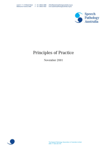 Principles of Practice - Speech Pathology Australia