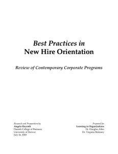 Best Practices in New Hire Orientation