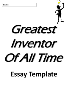 Greatest Inventor Notes and Rough Draft