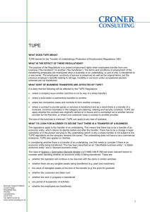 WHAT DOES TUPE MEAN? TUPE stands for the Transfer of