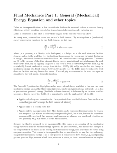 Fluid Mechanics Part 1: General (Mechanical) Energy Equation and