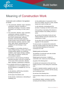 Meaning of Construction Work - Queensland Building and