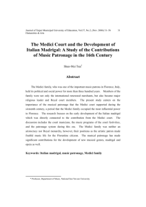 The Medici Court and the Development of Italian Madrigal: A Study