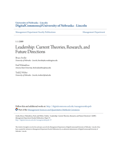 Leadership: Current Theories, Research, and Future Directions