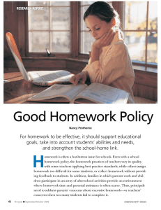 Good Homework Policy - National Association of Elementary School