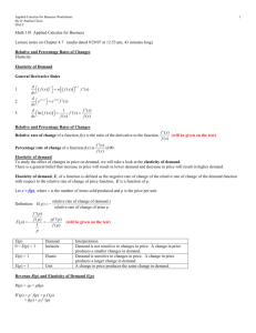Math 110 Applied Calculus for Business Lecture notes on