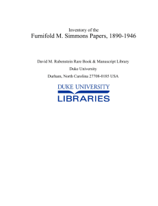 Furnifold M. Simmons Papers, 1890-1946