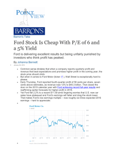 Ford Stock Is Cheap With P/E of 6 and a 5% Yield