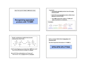 NMR Lecture Notes Part 3: Chemical splitting