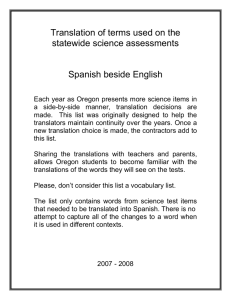 Translation of terms used on the statewide science assessments