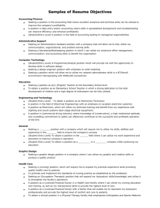 Samples of Resume Objectives