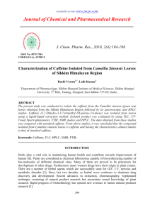 Characterization of Caffeine Isolated from Camellia Sinensis Leaves