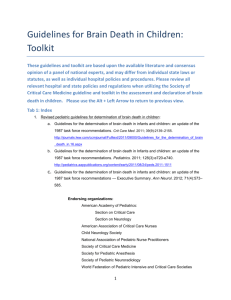 Guidelines for Brain Death in Children: Toolkit