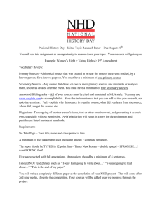 National History Day – Initial Topic Research Paper – Due August