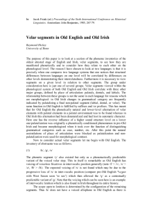'Velar segments in Old English and Old Irish', in Jacek Fisiak