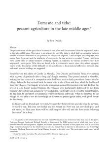 Demesne and tithe: peasant agriculture in the late middle ages*