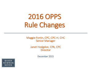 2016 OPPS Rule Changes - Maine Chapter of HFMA