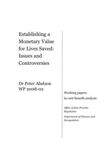 Establishing a Monetary Value for Lives Saved: Issues and