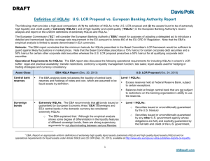 Definition of HQLAs: U.S. LCR Proposal vs. European Banking