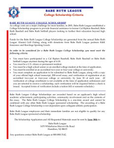 Babe Ruth Combined Scholarship Program Applicaiton and Criteria