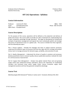 OIT 262 Operations - Faculty: Stanford GSB