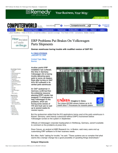 ERP Problems Put Brakes On Volkswagen Parts Shipments