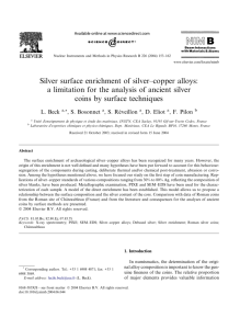Silver surface enrichment of silver–copper alloys: a limitation for the