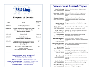 Program of Events: Presenters and Research Topics: