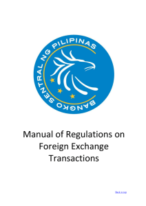 Manual of Regulations on Foreign Exchange Transactions