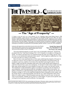 Collected Commentary, economic prosperity in the 1920s