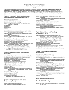 Biology 370 - Developmental Biology Review Sheet