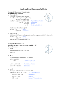 Angle and Arc Measures of a Circle
