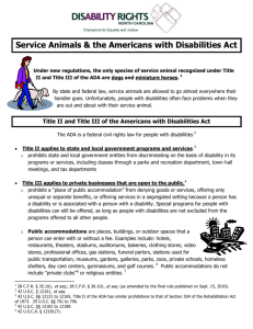 Service Animals & the Americans with Disabilities Act