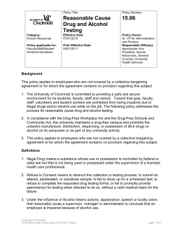 reasonable suspicion checklist drug testing cause incident alcohol studylib