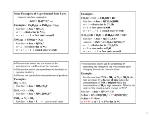 Some Examples of Experimental Rate Laws Rate = k[A]