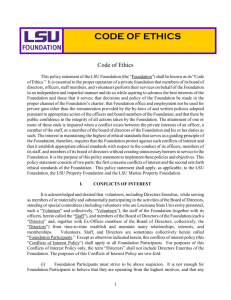 code of ethics - LSU Foundation