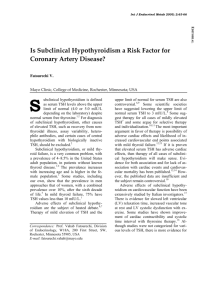 Is Subclinical Hypothyroidism a Risk Factor for Coronary Artery